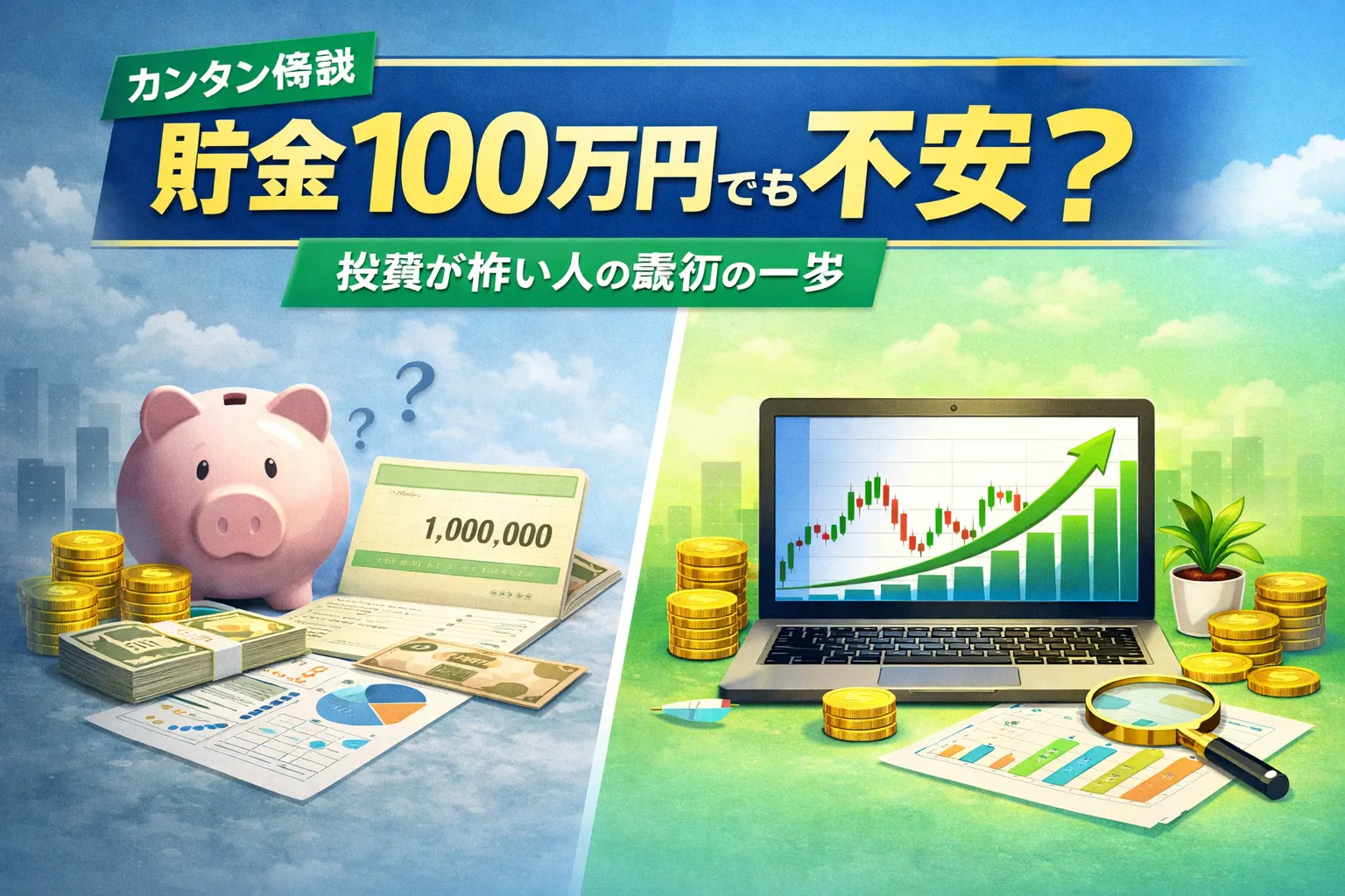 貯金100万円あっても不安な人向けのイメージ