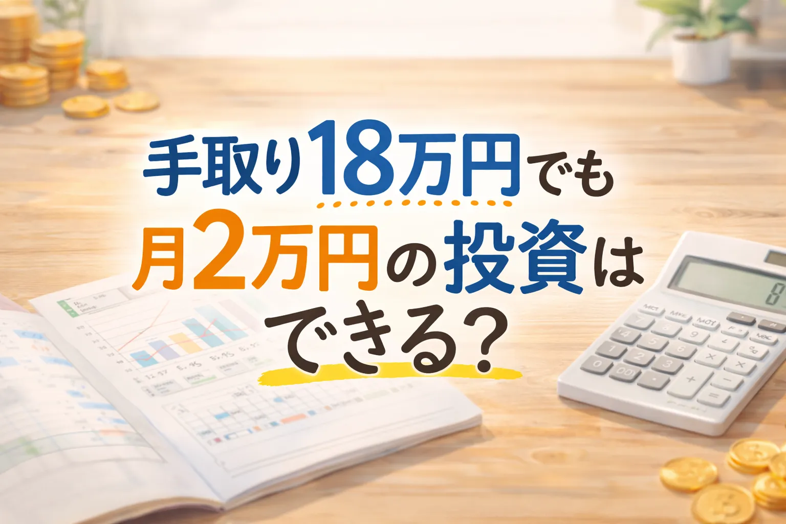 手取り18万円でも月2万円の投資はできるのかを考えるイメージ